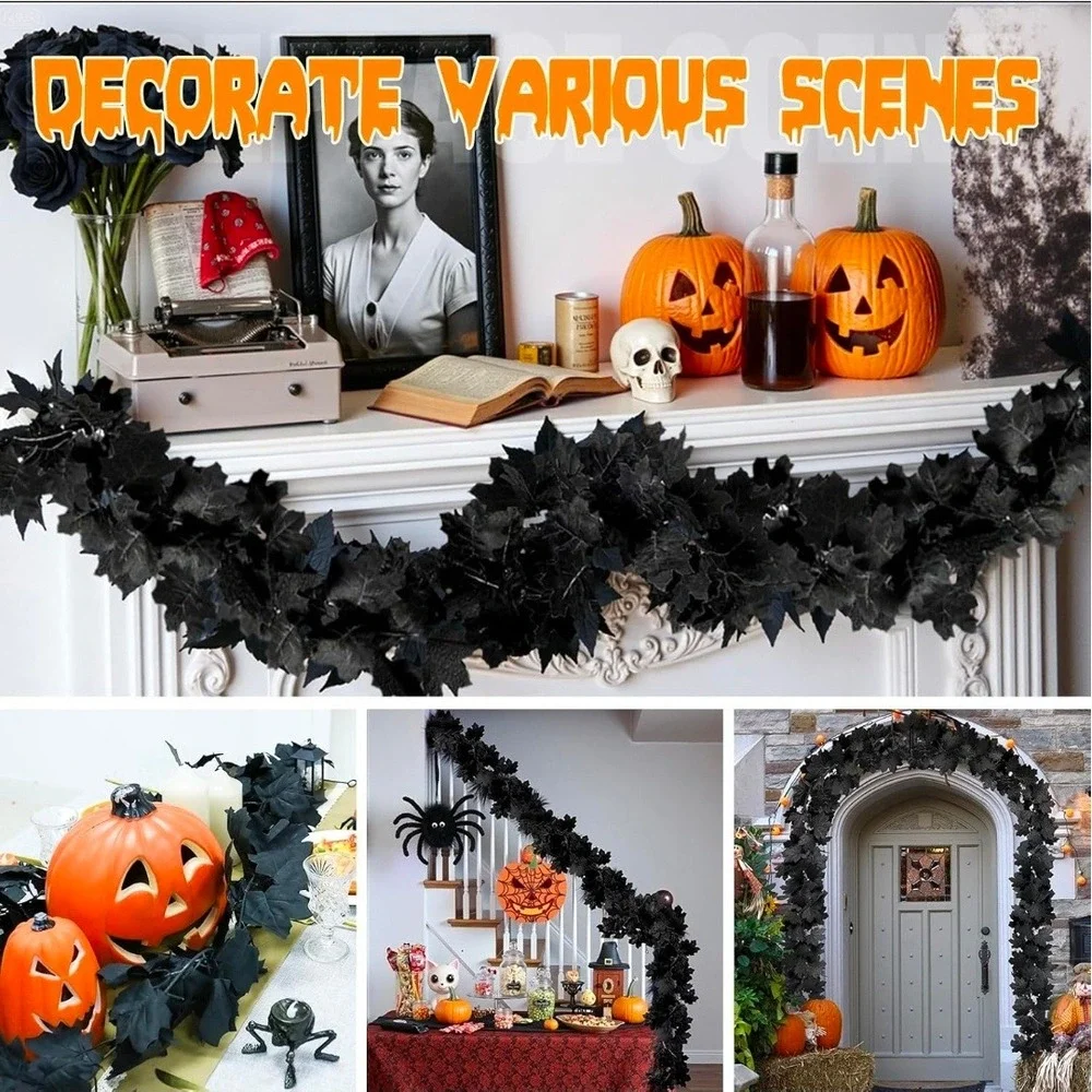 Halloween Garland Maple Leaf‎ Vines Fall Thanksgiving Decoration, 4pcs